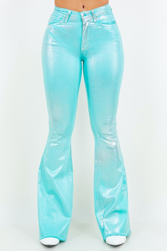 Turquoise Metallic Jeans