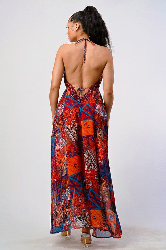 Bohemian Print Maxi Dress