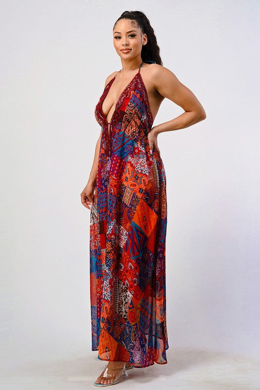 Bohemian Print Maxi Dress