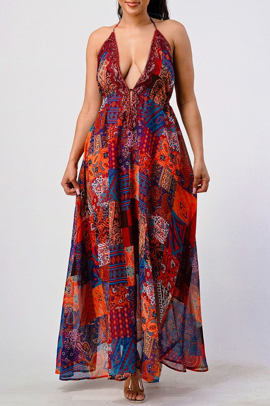 Bohemian Print Maxi Dress