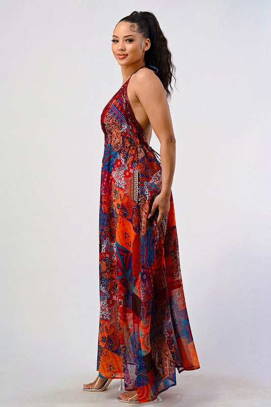 Bohemian Print Maxi Dress