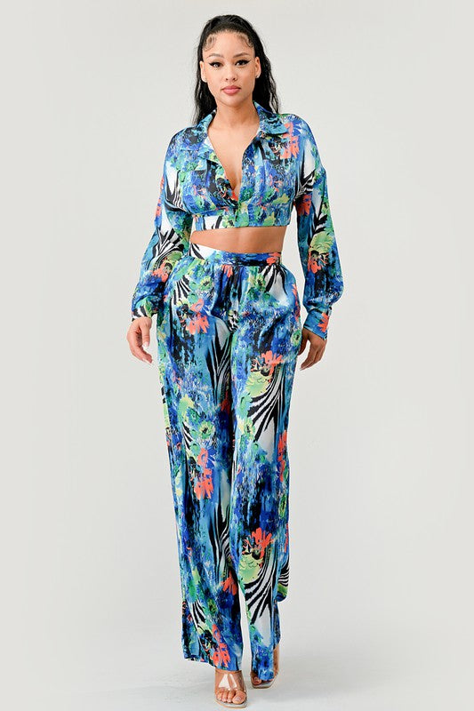 Tropical Print Palazzo Set