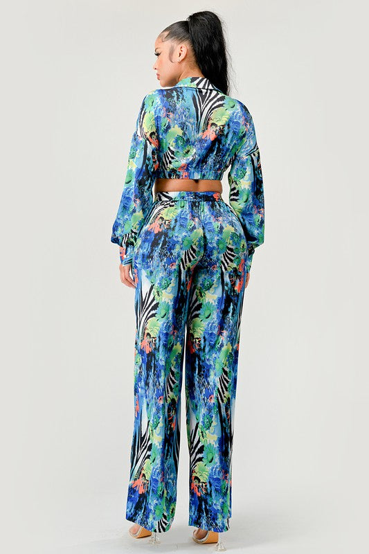 Tropical Print Palazzo Set