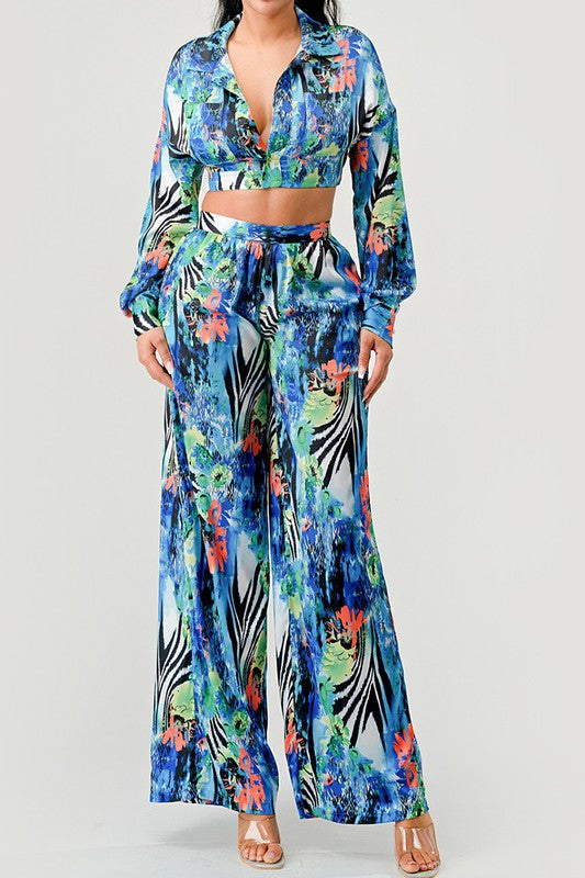 Tropical Print Palazzo Set