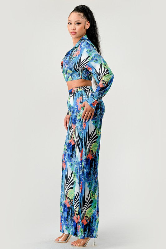Tropical Print Palazzo Set