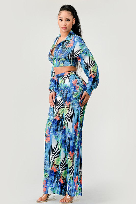 Tropical Print Palazzo Set