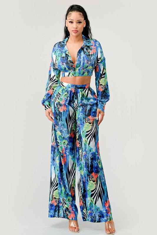 Tropical Print Palazzo Set