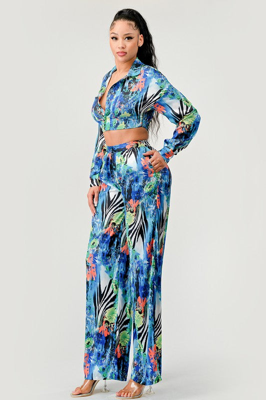 Tropical Print Palazzo Set