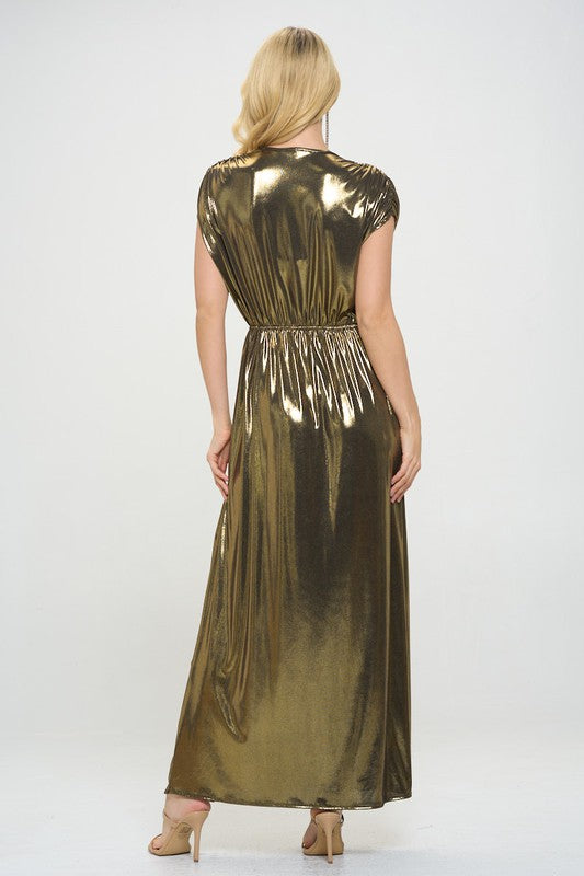 Dark Gold Metallic Maxi Dress