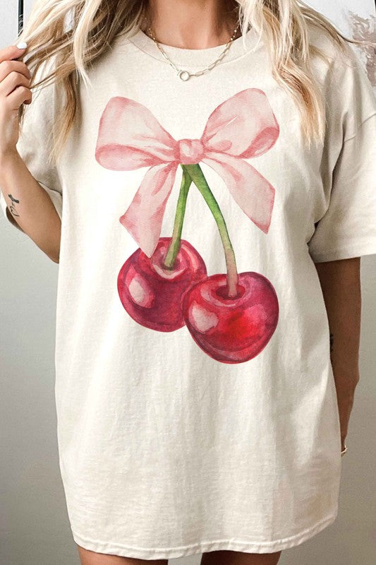 CHERRY BOW COQUETTE OVERSIZED TEE