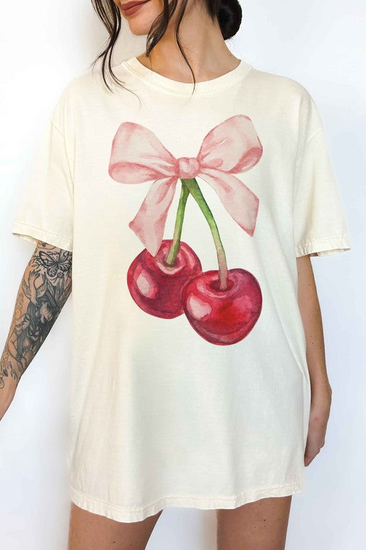 CHERRY BOW COQUETTE OVERSIZED TEE