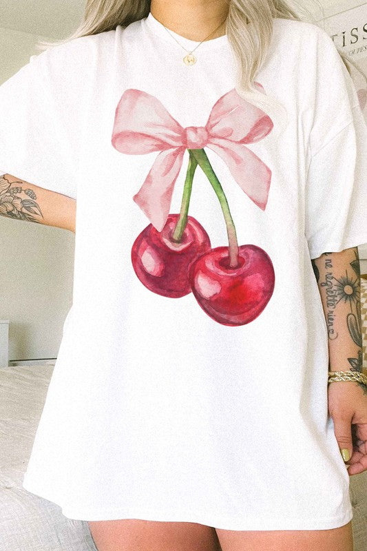 CHERRY BOW COQUETTE OVERSIZED TEE