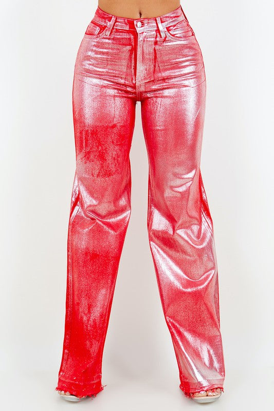 Red Metallic Jeans
