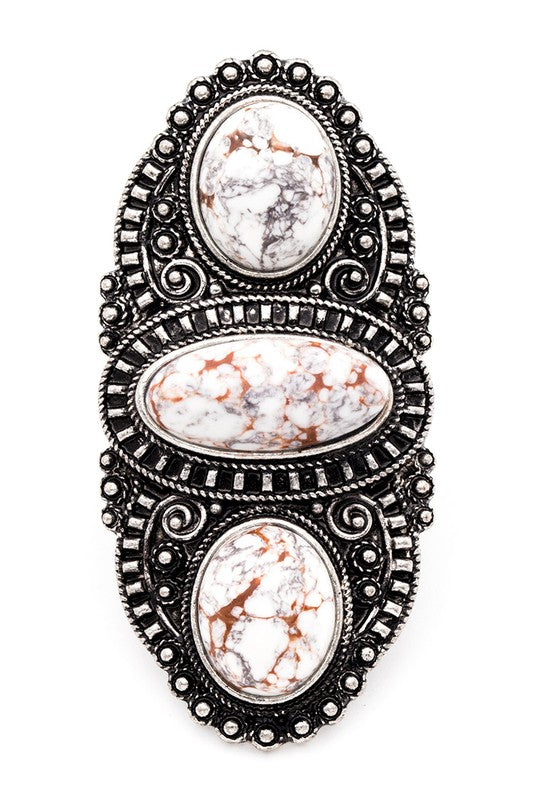 Vintage Inspired Oversize Stone Stretch Ring