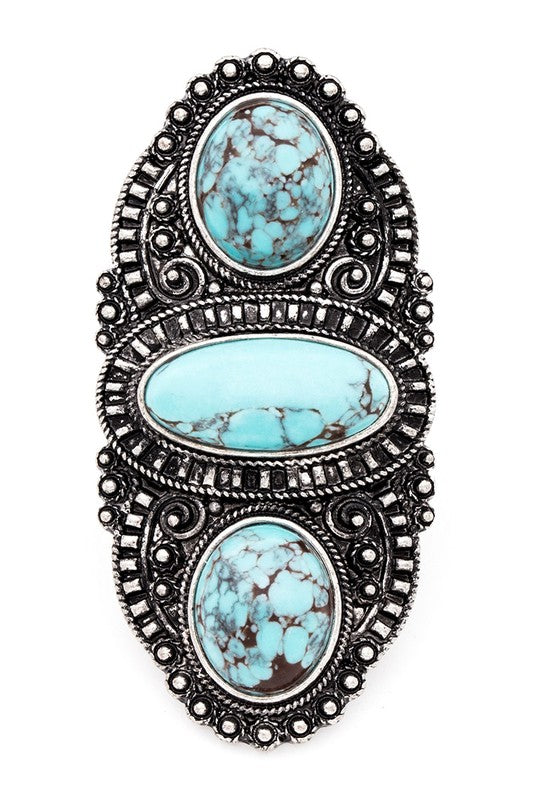 Vintage Inspired Oversize Stone Stretch Ring