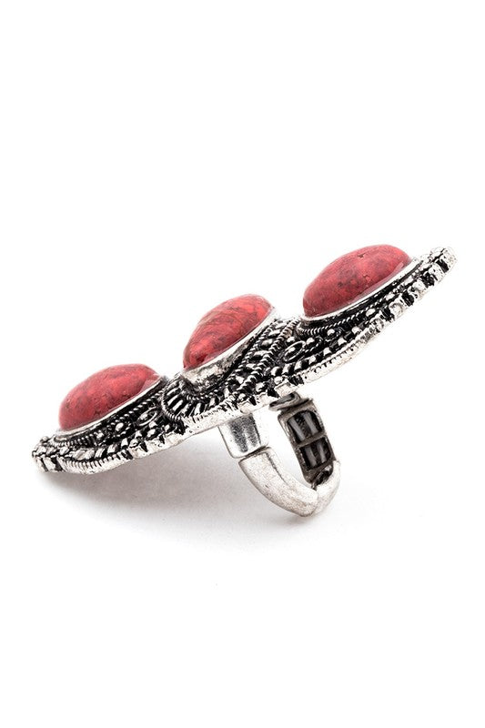 Vintage Inspired Oversize Stone Stretch Ring