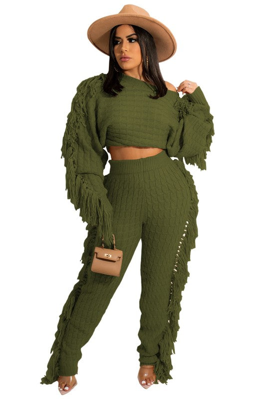 WOMEN FASHUON 2PC SWEATER PANTS SET
