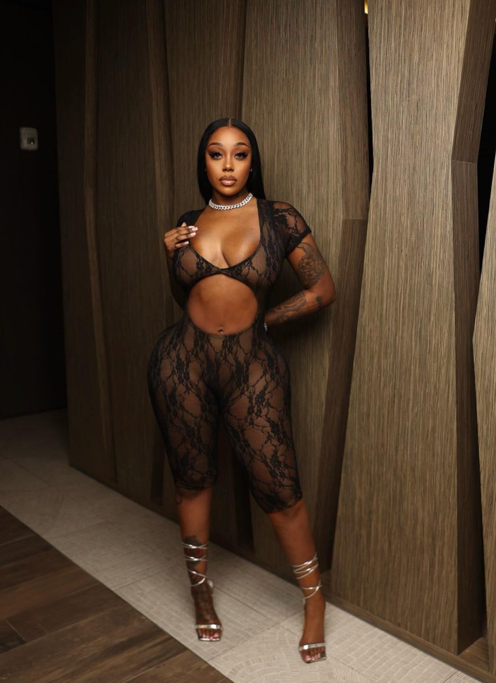 IG Model Lace Sheer Romper