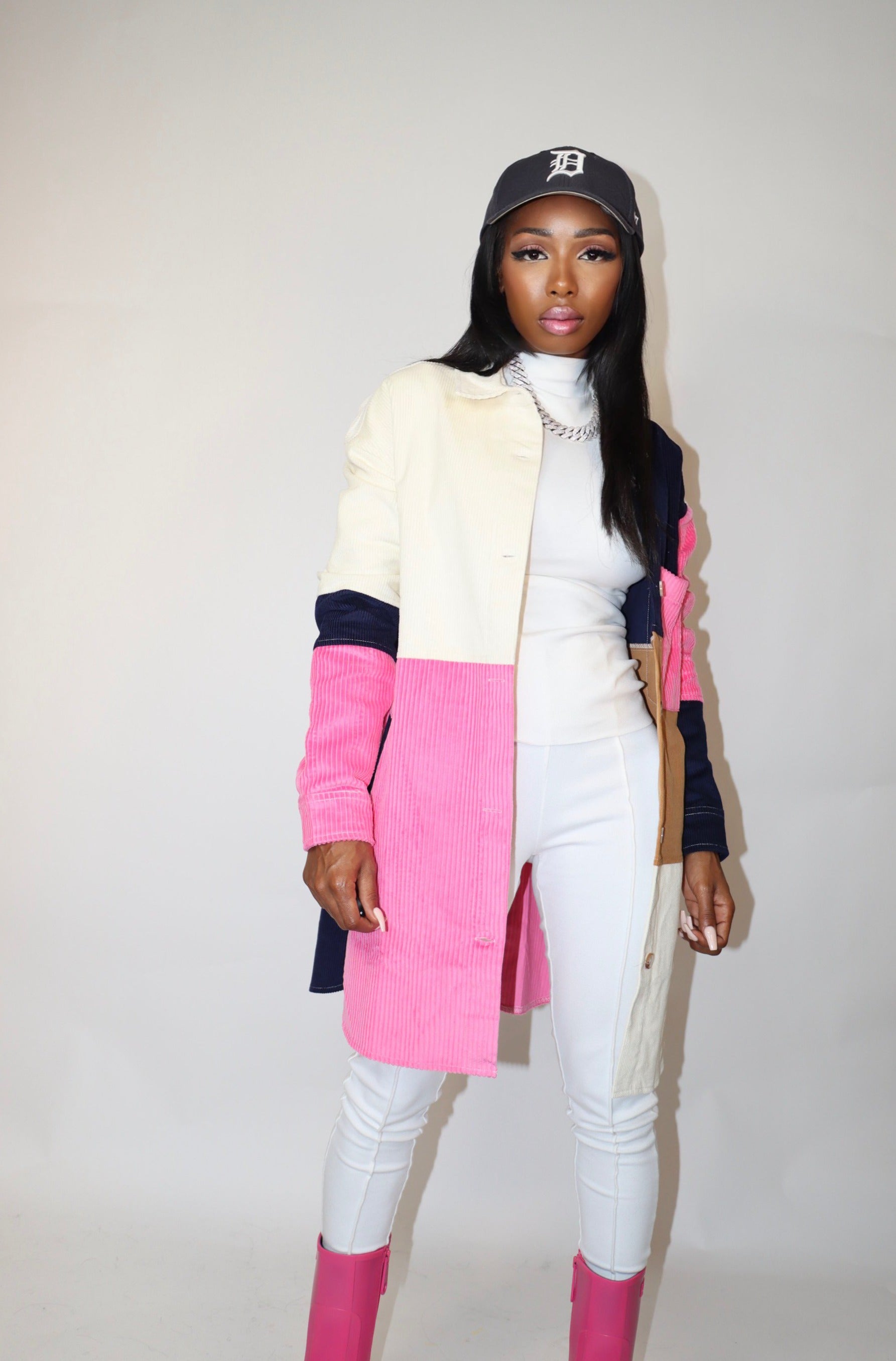 D-Girl Colorblock Corduroy Shacket