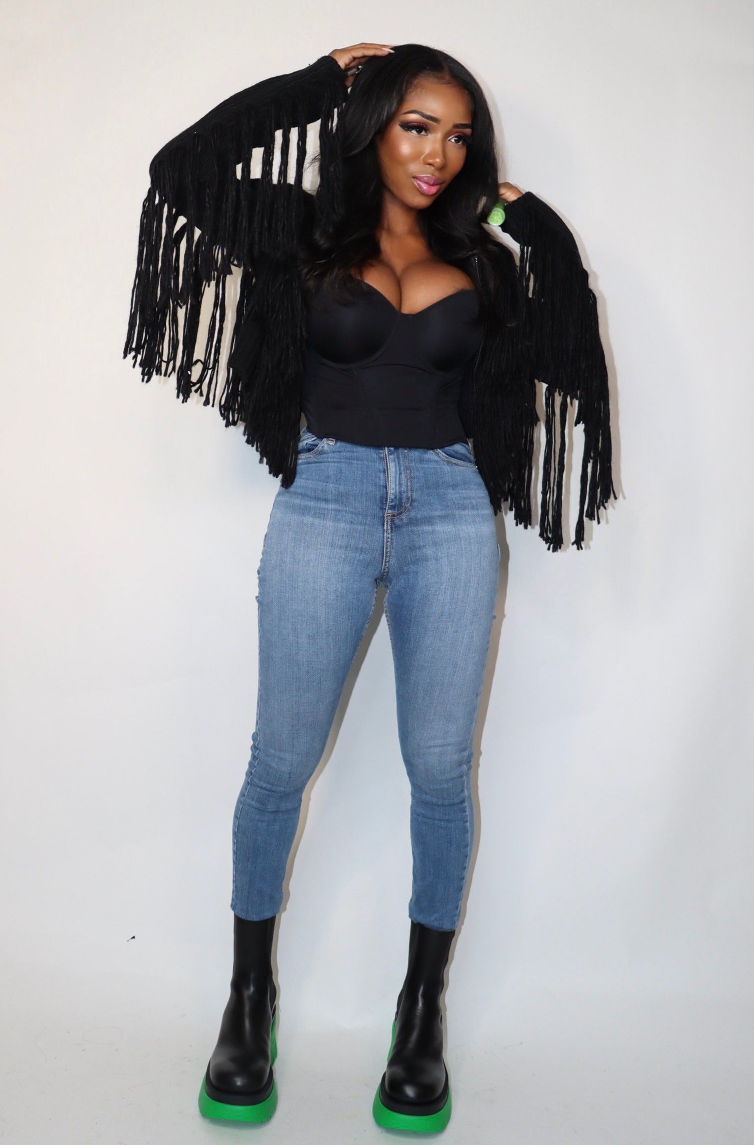 Chic Fringe Knit Jacket
