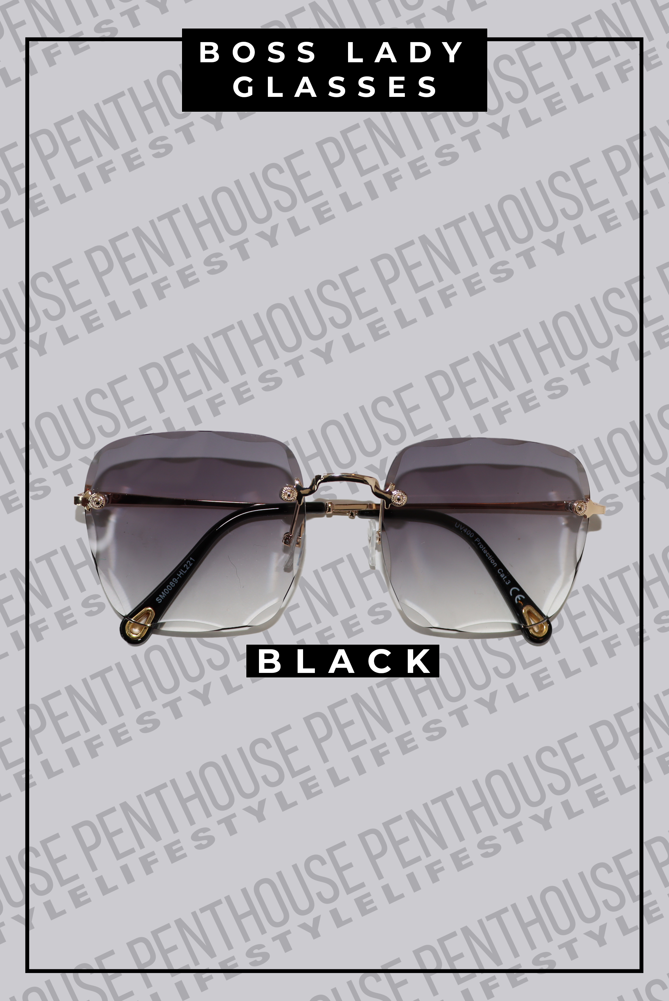 Rimless Scalloped Edge Sunglasses