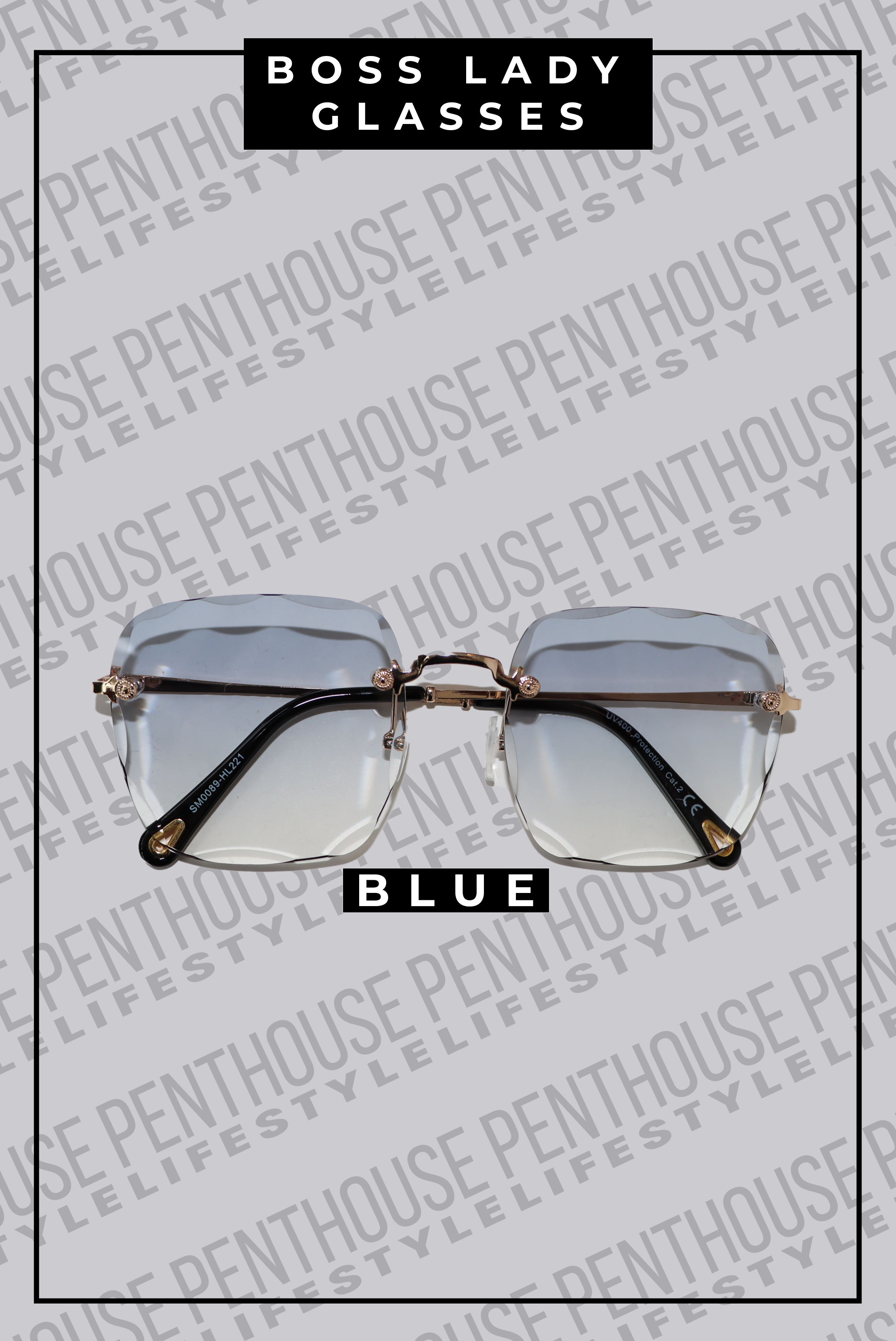 Rimless Scalloped Edge Sunglasses