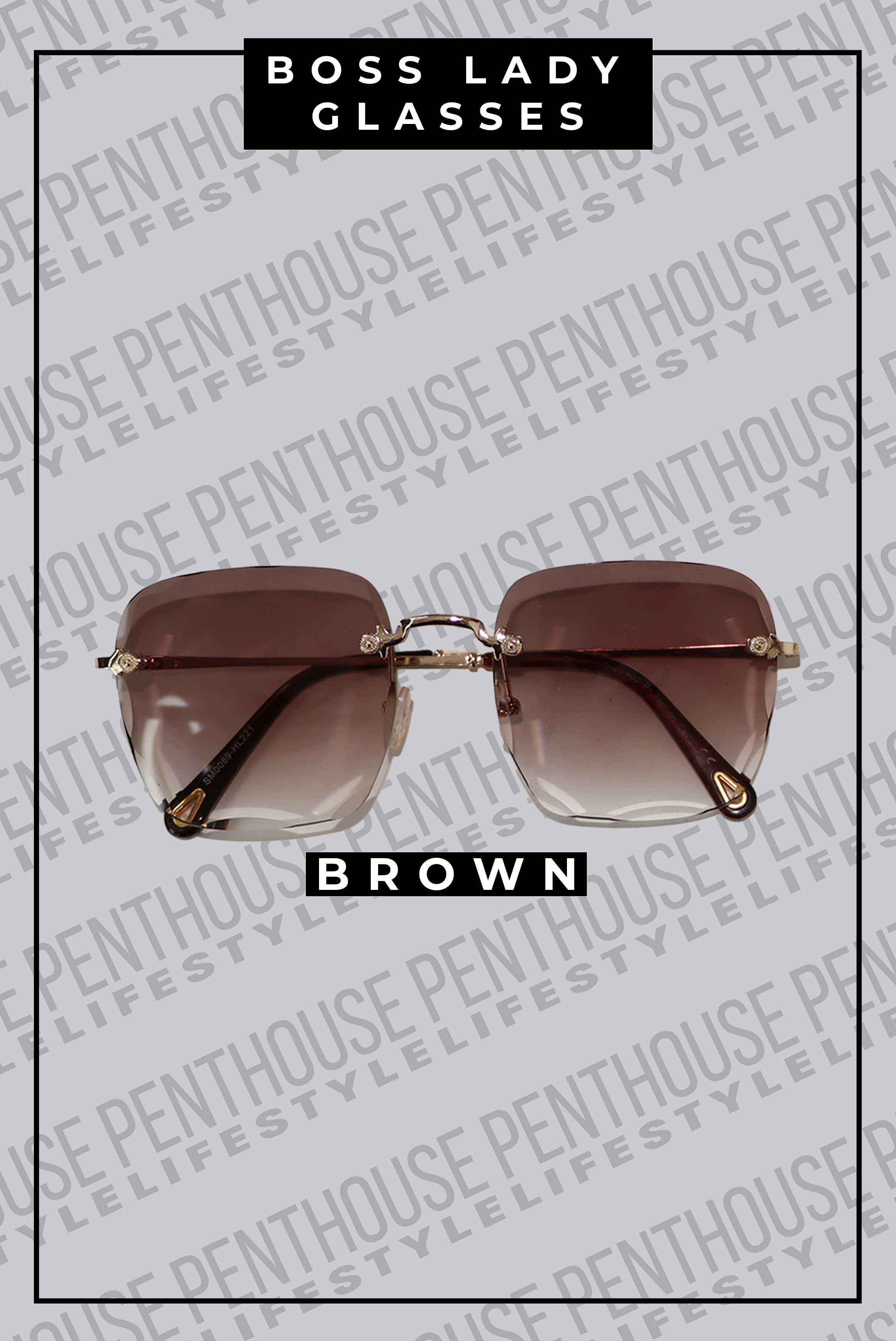 Rimless Scalloped Edge Sunglasses