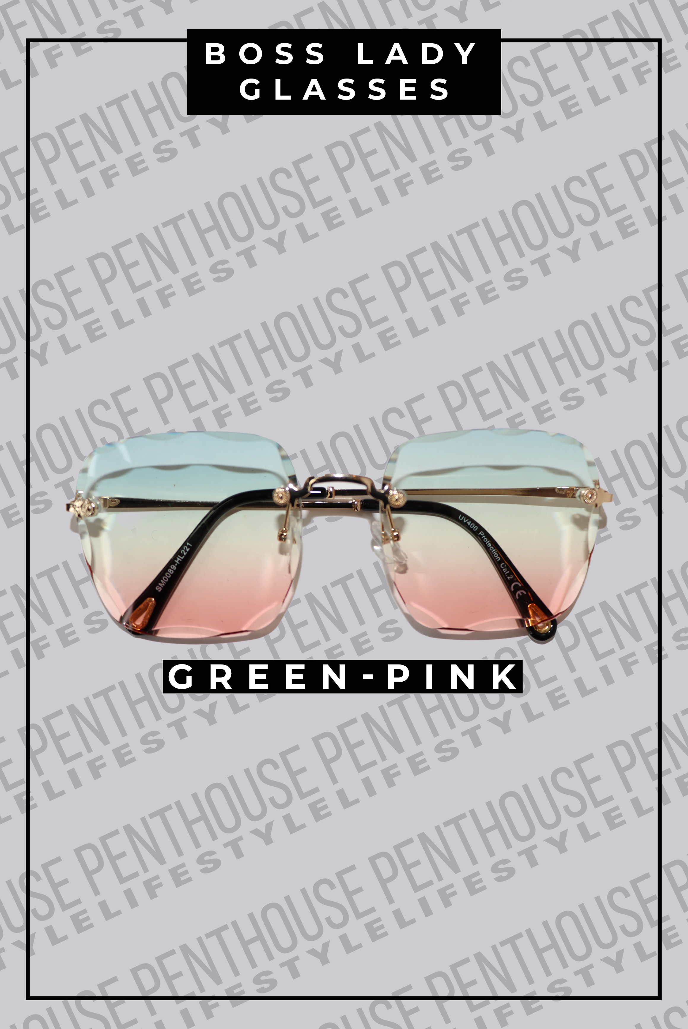 Rimless Scalloped Edge Sunglasses