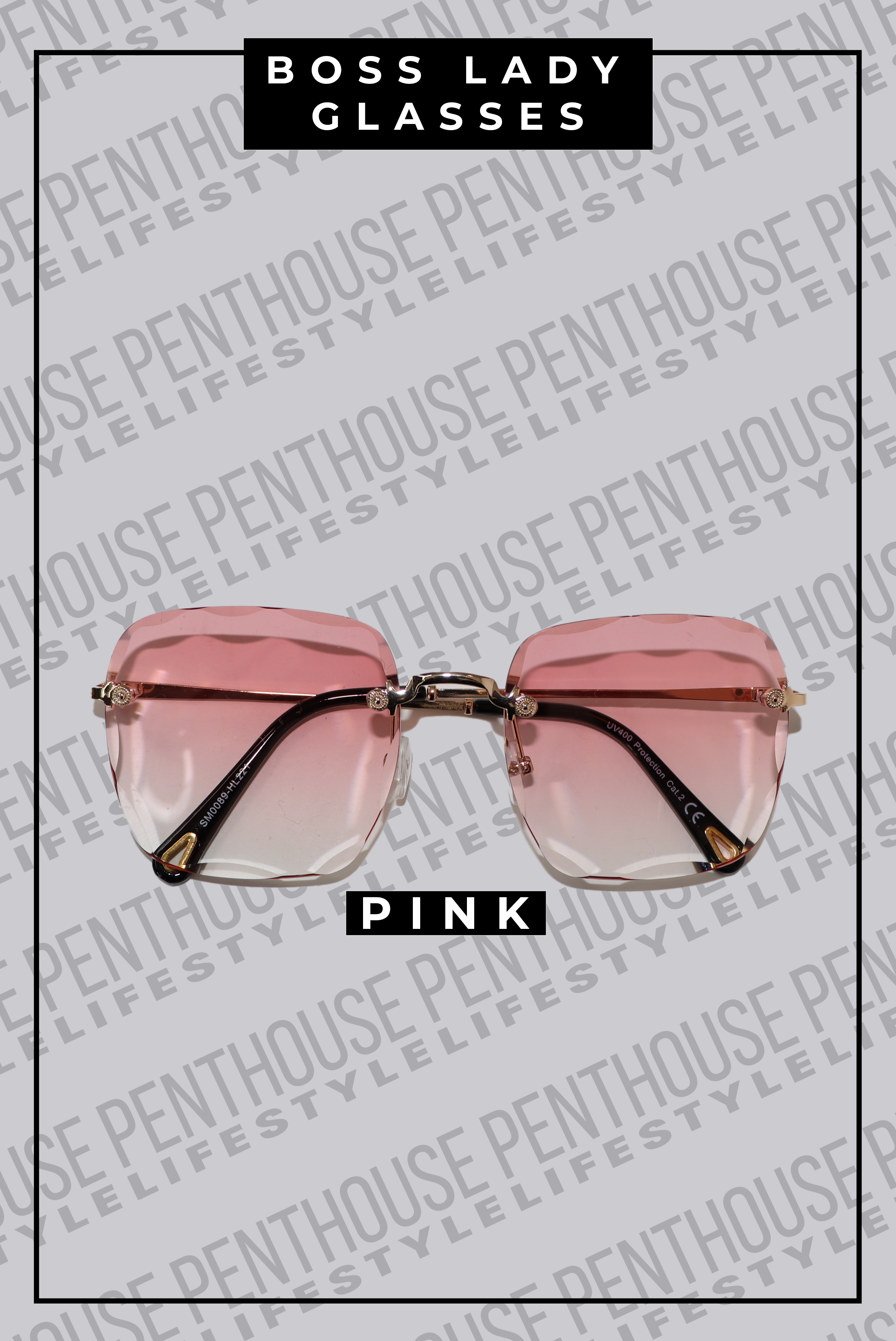 Rimless Scalloped Edge Sunglasses