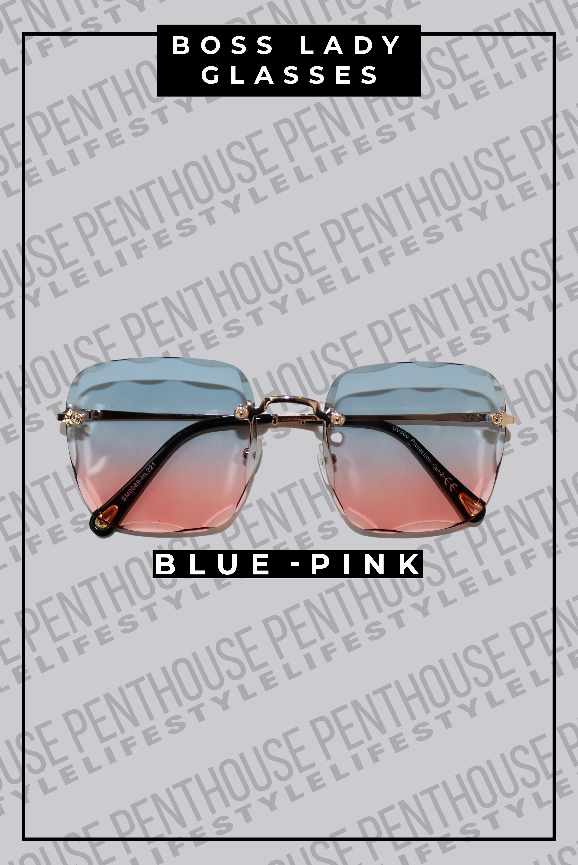 Rimless Scalloped Edge Sunglasses
