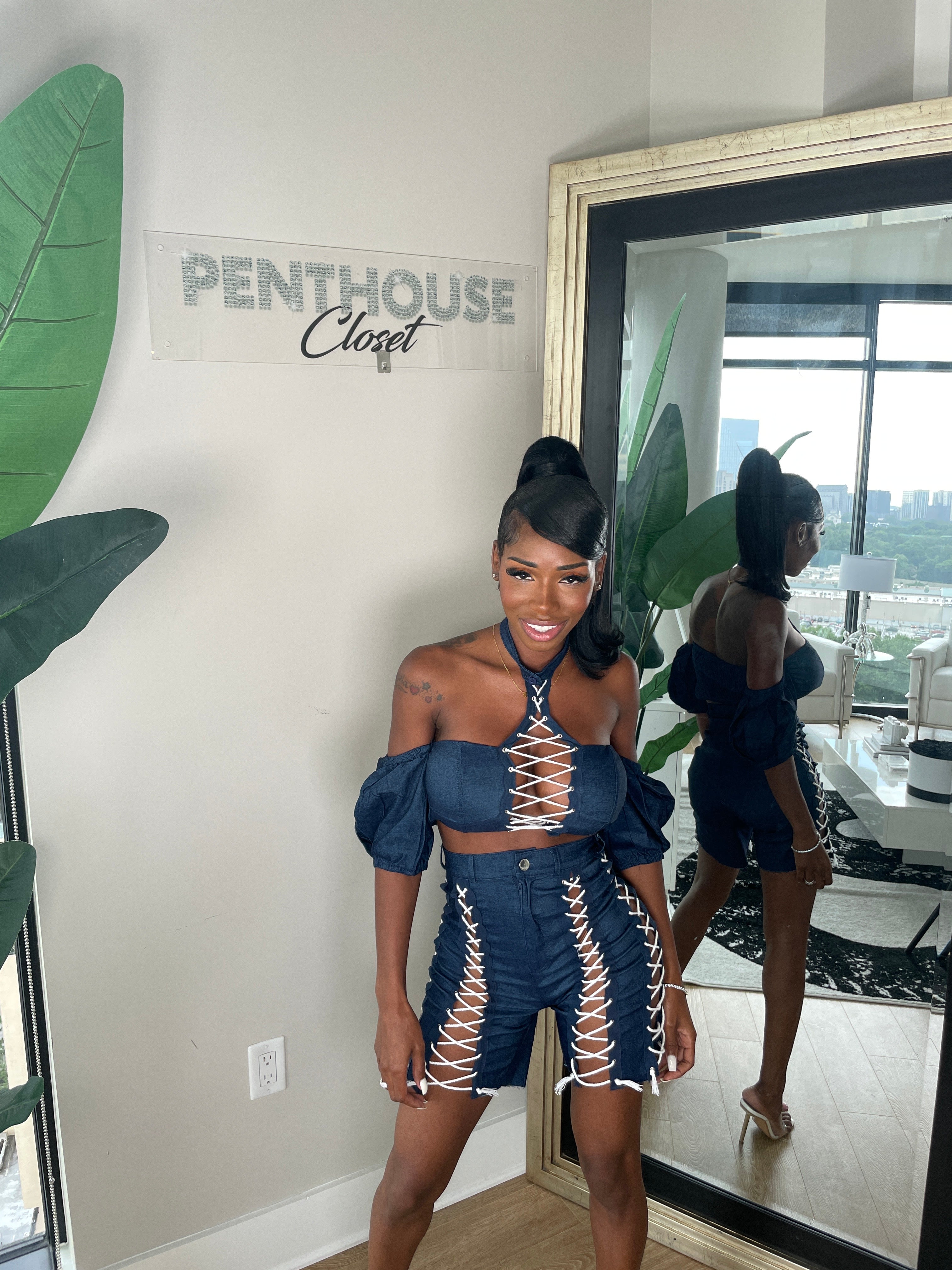 Lace Me UP Denim Set