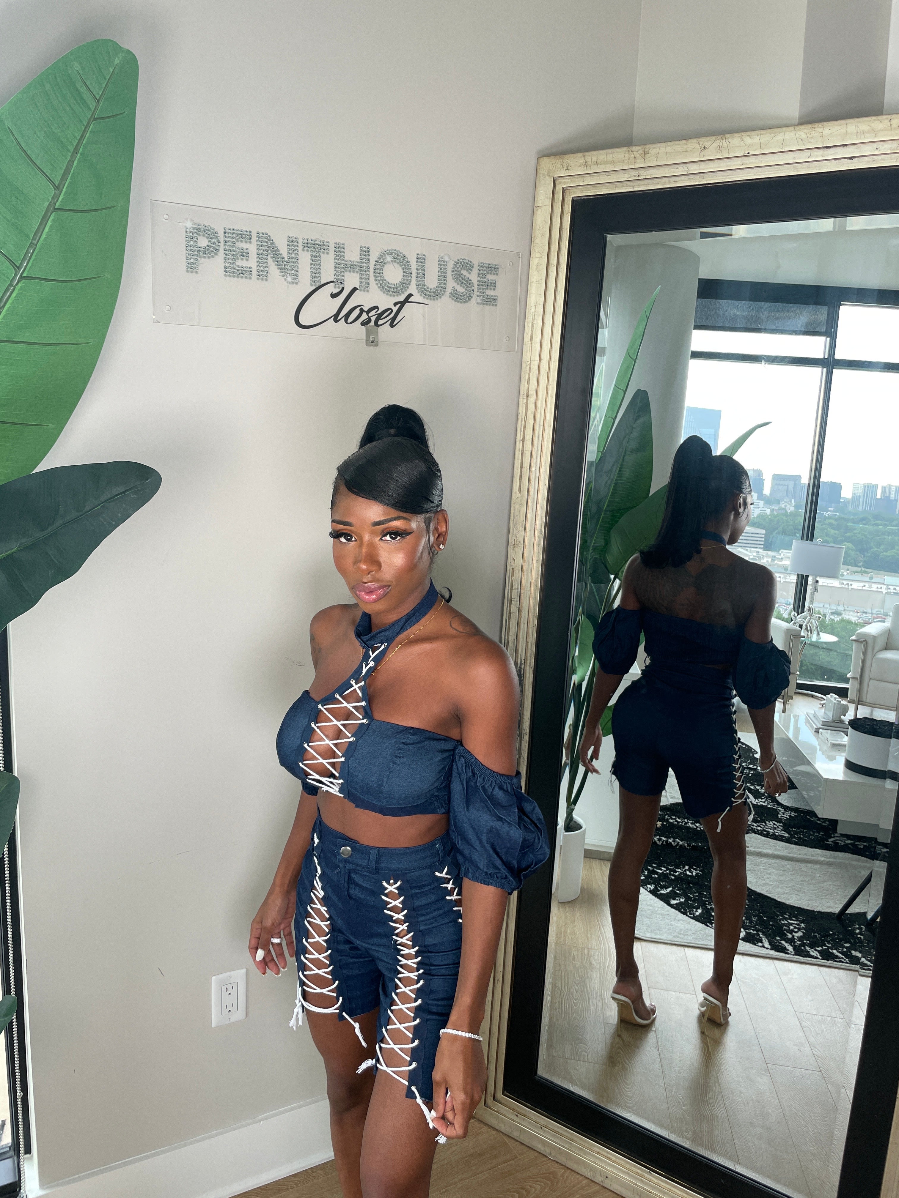 Lace Me UP Denim Set