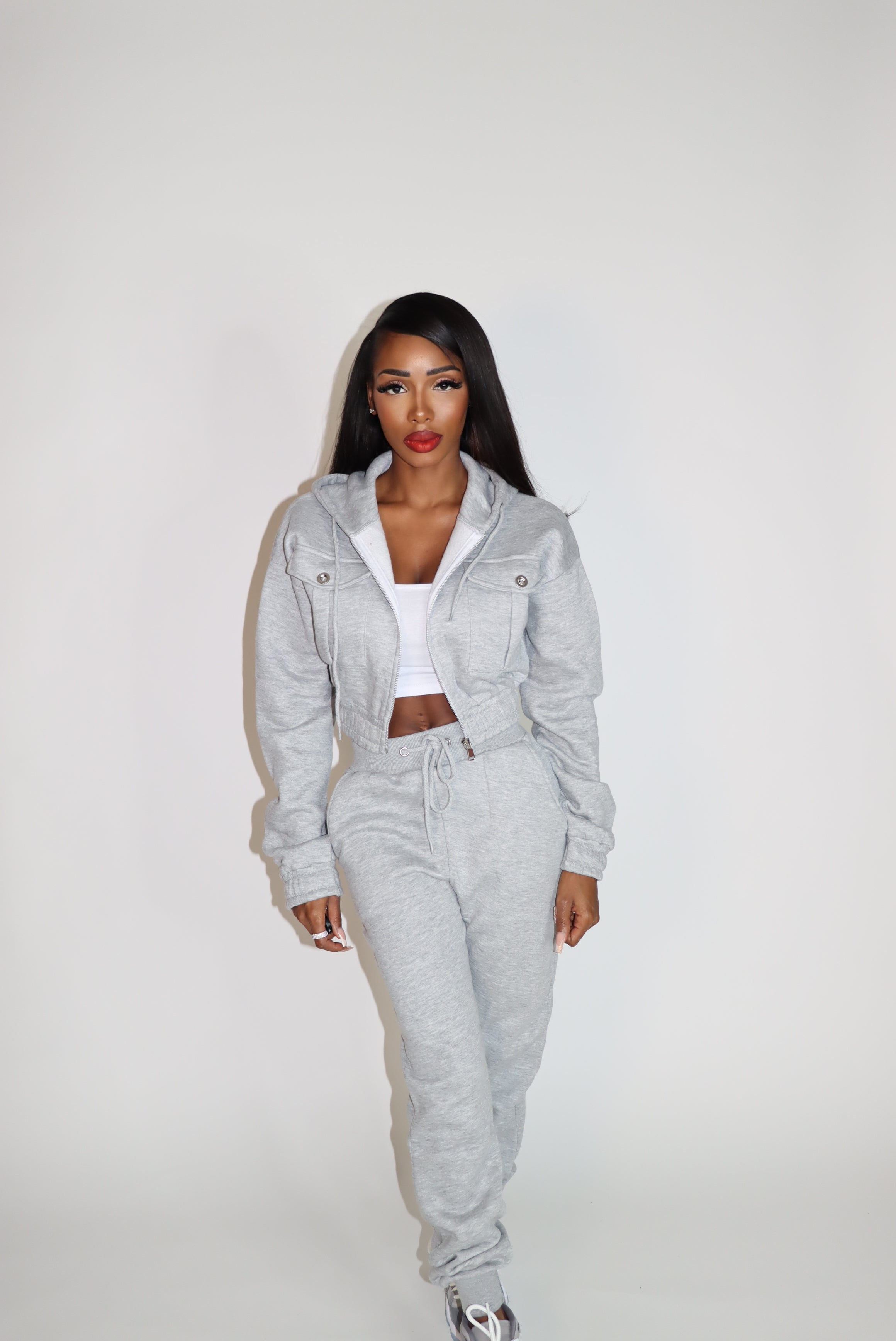That Girl Cropped Hoodie Jogger Set