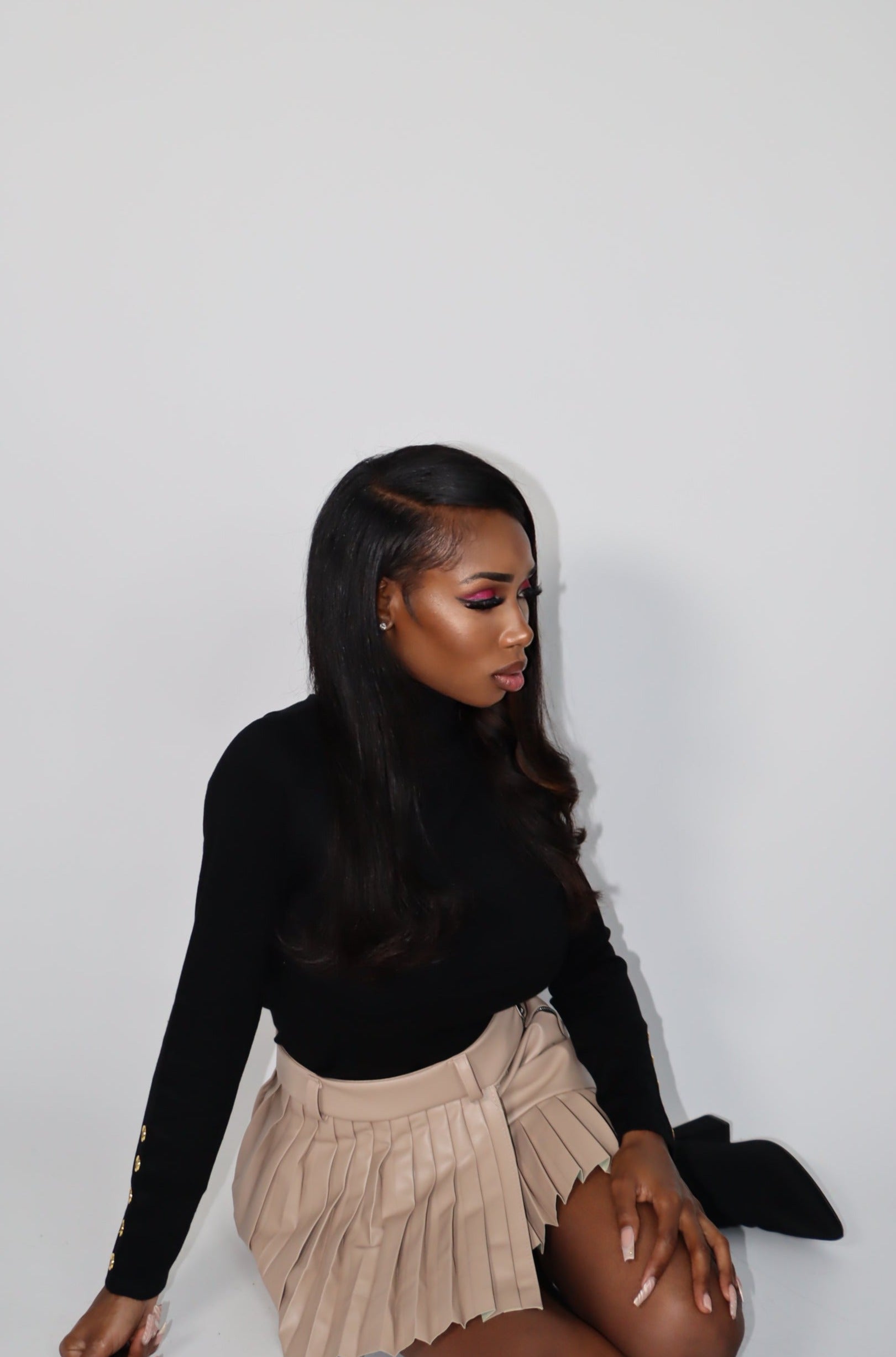 Zara Pleated Faux Leather Skirt