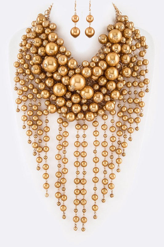 Head Turner Statement Mix Pearl Layer Necklace Set