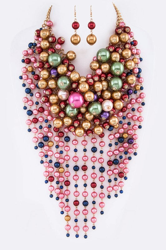 Head Turner Statement Mix Pearl Layer Necklace Set