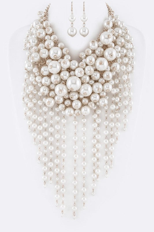 Head Turner Statement Mix Pearl Layer Necklace Set