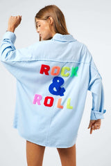 Multi Color Letters Fringed Hem Detail Shirt