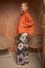 Flower Printed Casual Cozy Full Long Wide Pants