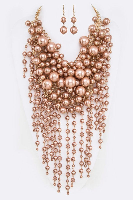 Head Turner Statement Mix Pearl Layer Necklace Set