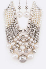 Mix Pearls Statement Layer Necklace Set