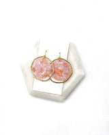 Pink Disc Acrylic Chandelier Earrings