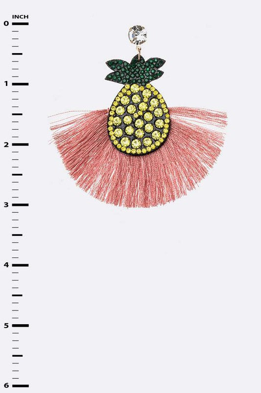 Crystal Pineapple Tassel Earrings