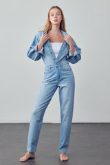 High Waist Denim Jumpsuit