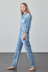 High Waist Denim Jumpsuit