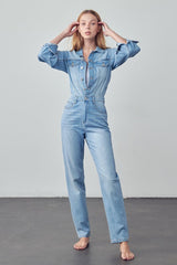 High Waist Denim Jumpsuit