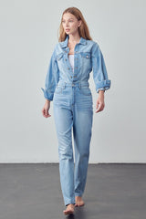 High Waist Denim Jumpsuit