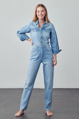 High Waist Denim Jumpsuit