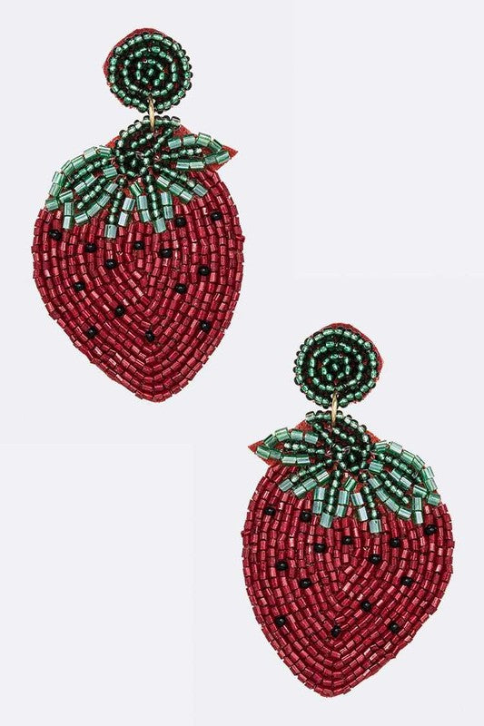 Strawberry Beaded Iconic Earrings