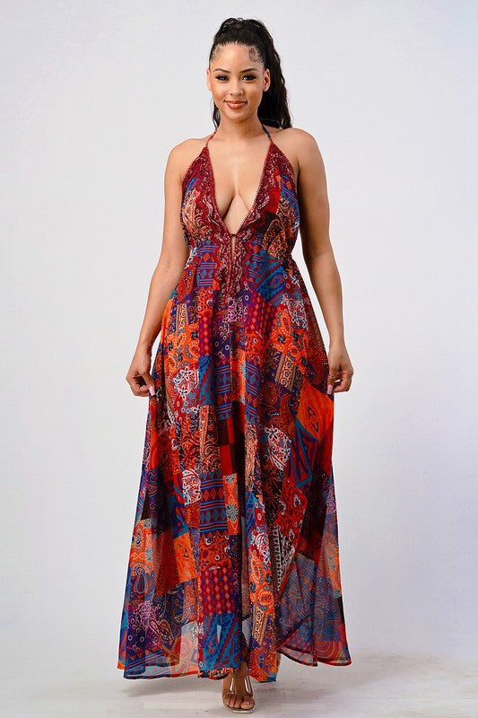 Bohemian Print Maxi Dress